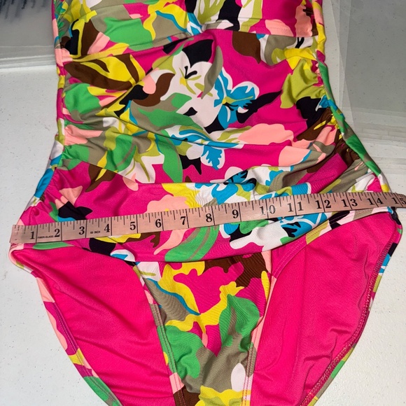 NEW Anna Cole Twist Front Shirred One Piece Swimsuit Cabana Party Size 12 - Picture 7 of 10